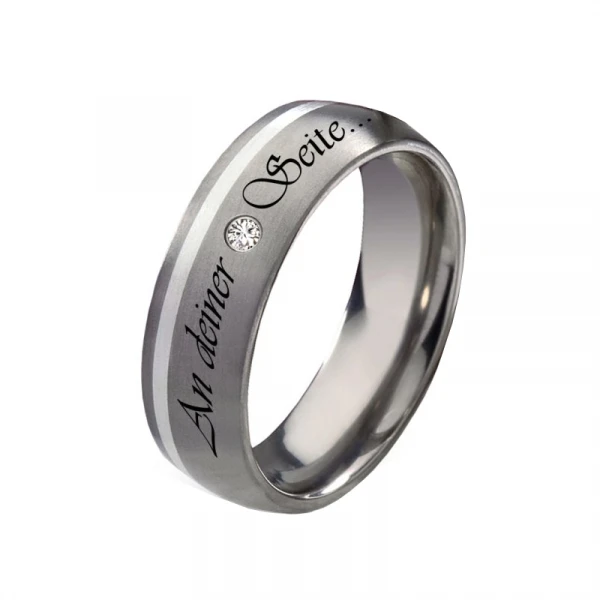 Damenring Titanring DT064 mit Silber und Außengravur